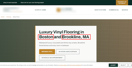 homepage of the end-client's website